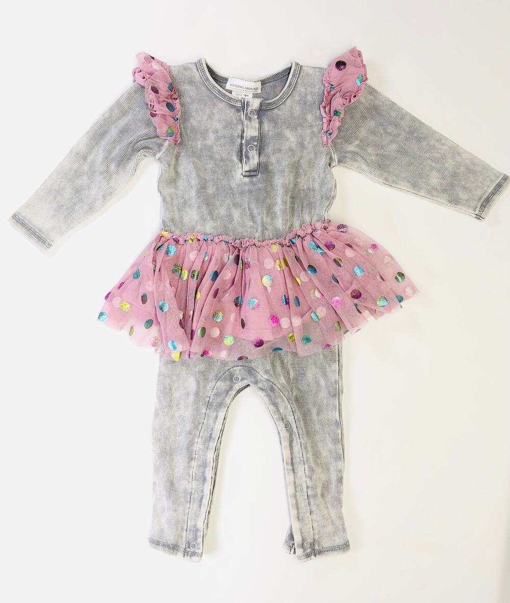 KIDDING AROUND GIRLS TUTU ROMPER SIZE 18M